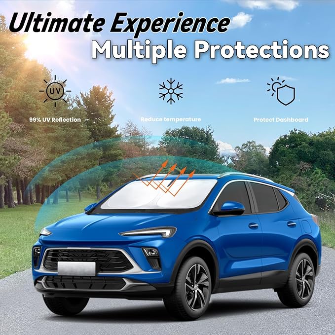 Windshield Sun Shade for 2020-2026 Buick Encore, Car Front Window Sun Visor & Heat Shield | 240T Sunshade Protection Blocks UV Rays Keep Your Car Cooler