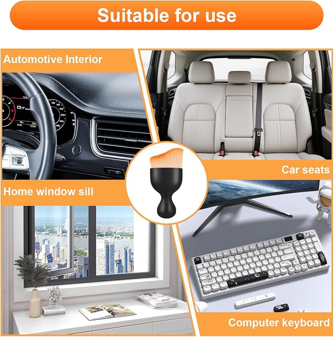 Car Detailing Brush, Soft Bristle Brush Suitable for Car Seats, Center Consoles, and Interior Air Vents, Car Interior Dust Sweeping Brush