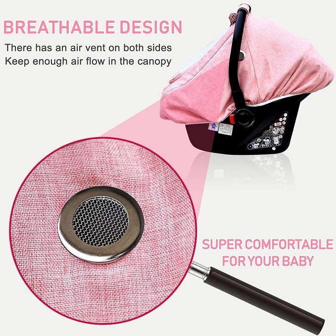 Waterproof Baby Car Seat Cover，YVMVDV Patented Pink Cold Weather Carseat Cover for Babies,Infant Car Seat Cover Canopy for Girls, Windproof Car Seat Canopy for Girls, Keeps Babies Warm and Cozy