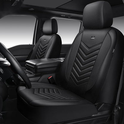 CAR PASS 3D Foam Mesh Leather Seat Covers Front Seats, Breathable Two Front Seat Cover for Cars, Comfortable Universal Fit for SUV Truck Sedan Automotive Anti-Slip Airbag Compatible, All Black