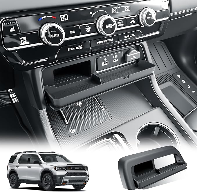 BIBIBO for New 2026 Honda Pilot Center Console Storage Drawer Tray 2026 Honda Pilot Console Organizer Under Navi Cubicle Extra Storage Box Drawer Silicone 2026 Honda Pilot Accessories