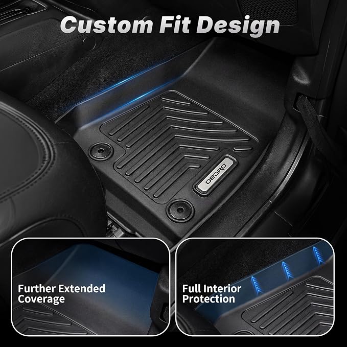 OEDRO Floor Mats Fit for 2018-2025 2026 Jeep Wrangler JL Unlimited 4-Door W/O Subwoofer (Not Fit for JK & 4XE), Custom Fit TPE All Weather Car Mats Full Set, 1st and 2nd Row & Cargo Liner, Black