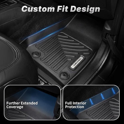 OEDRO Floor Mats Fit for 2018-2025 2026 Jeep Wrangler JL Unlimited 4-Door W/O Subwoofer (Not Fit for JK & 4XE), Custom Fit TPE All Weather Car Mats Full Set, 1st and 2nd Row & Cargo Liner, Black