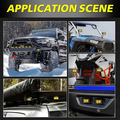 Yellow LED Pods 3 Inch 40W CREE LED Yellow Fog Lights | Spot Beam Small Offroad Driving Pods Lights Auxiliary Light Pods 2PCS for Truck Dirt Bike SUV UTV ATV Snowmobile Surron