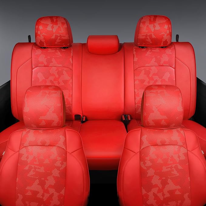 Carlimeki Leather Seat Covers Custom Fit for Tacoma Gen 3rd (2016-2023) Double & Crew Cab, for SR, SR5, Limited, TRD Pro, TRD Sport, TRD Off-Road, Trail Special Edition - Fully Covered