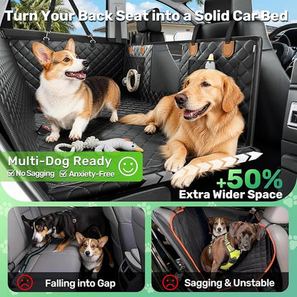 Zanch Heavy-Duty Dog Truck Seat Cover, Flat Solid Back Seat Extender for Multi Large Dogs, Hard Bottom Supports 450 lb, Waterproof Hammock Protector, XL for Full-Size Crew Cab Trucks & SUVs, Matte Blk