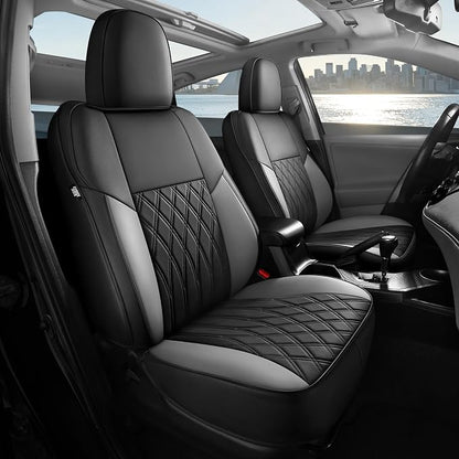 FREESOO Custom Seat Covers for Toyota RAV4 2013 2014 2015 2016 2017 2018, RAV4 Leather Car Seat Covers, RAV 4 SUV Accessories Full Set LE XLE Limited SE Platinum Adventure(Not for Hybrid), BlackGrey
