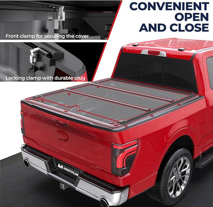 MOSTPLUS 5.5FT Roll-Up Soft Vinyl Truck Bed Tonneau Cover Compatible for Ford F150 F-150 2009-2025 2026 Short Bed On Top (67Inch)