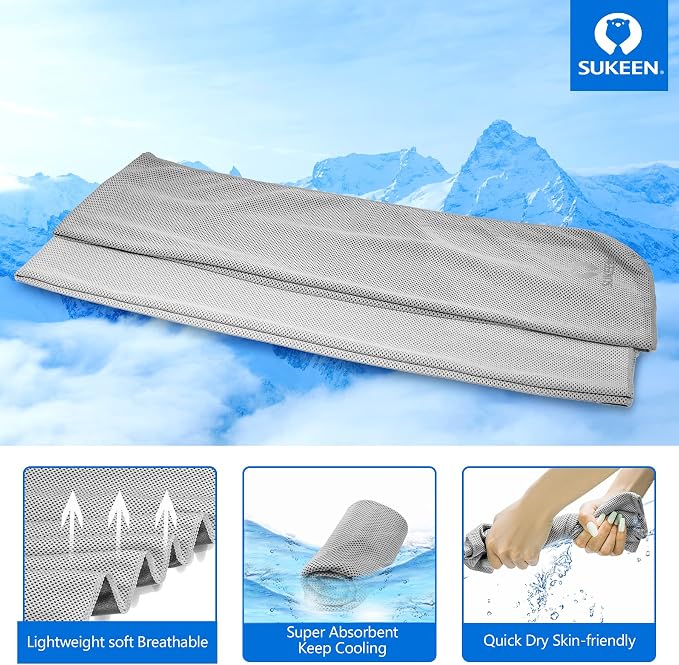 Sukeen 4Pack Cooling Towel (40"x12"),Ice Towel,Soft Breathable Chilly Towel,Microfiber Towel for Yoga,Sport,Running,Gym,Workout,Camping,Fitness,Workout & More Activities