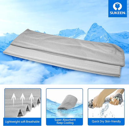 Sukeen 4Pack Cooling Towel (40"x12"),Ice Towel,Soft Breathable Chilly Towel,Microfiber Towel for Yoga,Sport,Running,Gym,Workout,Camping,Fitness,Workout & More Activities