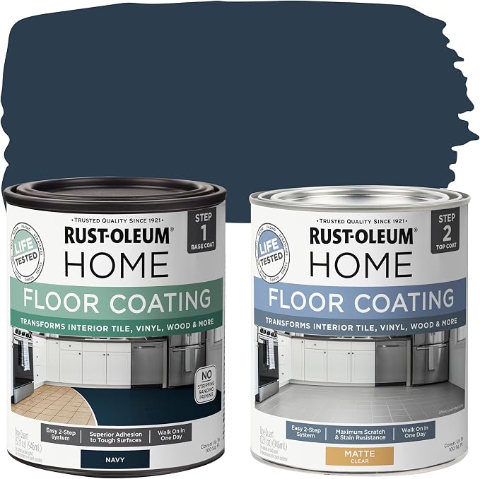 Rust-Oleum 367595 Home Interior Floor Coating Kit, Matte Navy