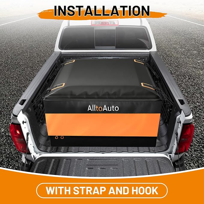 [Jumbo 38 CuFt] Truck Bed Cargo Bag, 100% Waterproof Heavy Duty Pickup Storage Bag (58"x49"x23"), Heat-Welded Seams & 3-Side Zipper, Fits Full-Size Trucks for Moving & Camping