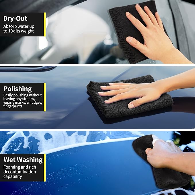 Microfiber Cleaning Cloth, Premium 8 Pack Cleaning Towels, Lint-Free & Streak-Free Ultra Absorbent, 300GSM Reusable Microfiber Towel for Cars Shop Garage Home and Kitchen, 12.6" x 12.6"