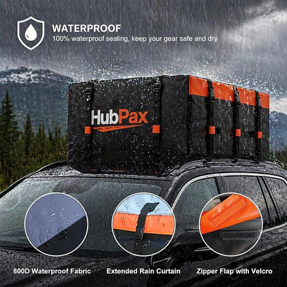 Car Rooftop Cargo Carrier Bag - 16 Cubic Feet Car Roof Top Bag Cargo Carrier for All Vehicle with/Without Rack, Includes Anti-Slip Mat, 8 Reinforced Straps, 6 Door Hooks, Luggage Lock