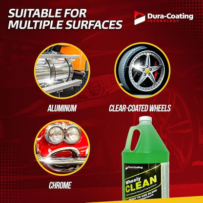 DURA-COATING TECHNOLOGY, Wheely Clean - Professional Wheel Cleaner | Highly Effective for Chrome, Aluminum, and Clear-Coated Wheels | 1 Gallon Ready-to-Use Wheel and Rim Cleaner Solution, Made in USA