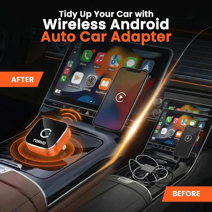 TORVO Mini Wireless CarPlay Adapter for Car Wireless Android Auto, Plug & Play USB-A/USB-C, 5GHz WiFi, OTA Update, CarPlay Adapter for iPhone, Wireless Car Play Dongle Compatible with 99% Cars