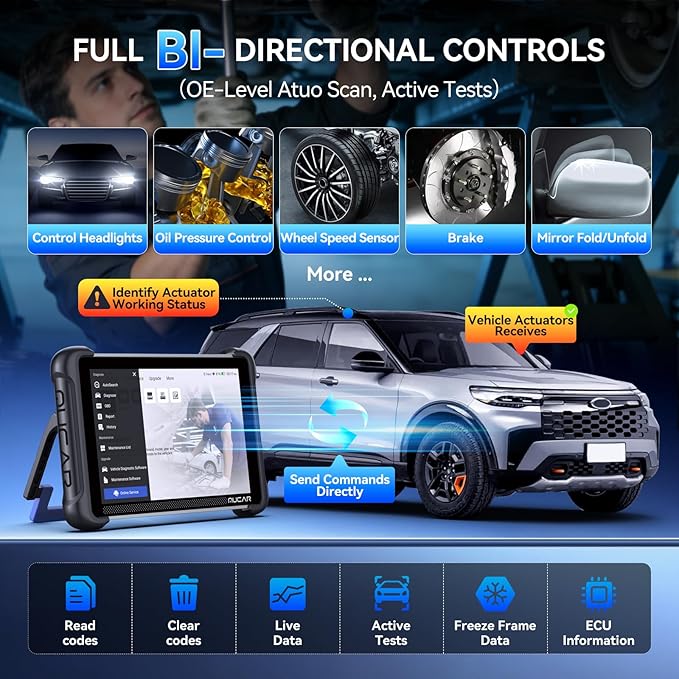 MUCAR 892BT AI-Assisted Bidirectional Scan Tool, Full System OBD2 Scanner, Bi-Directional OBD2 Scanner Diagnostic Tool,ECU Coding, 35 Services, FCA Autoauth, CANFD and DOIP, Free Lifetime Upgrade
