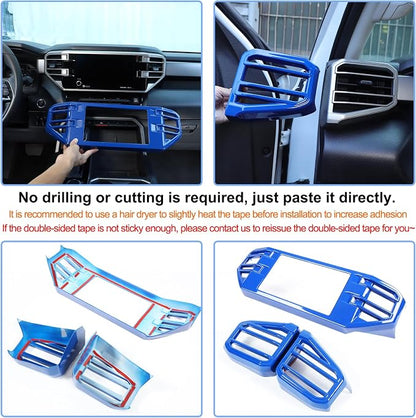 Car Center Console Air Conditioning Outlet Trim Cover Kit Compatible with Toyota Tundra/Sequoia 2022-2026, Dashboard Side A/C Vent Panel Protective Frame Decoration ABS Accessories, For 8-inch Screen