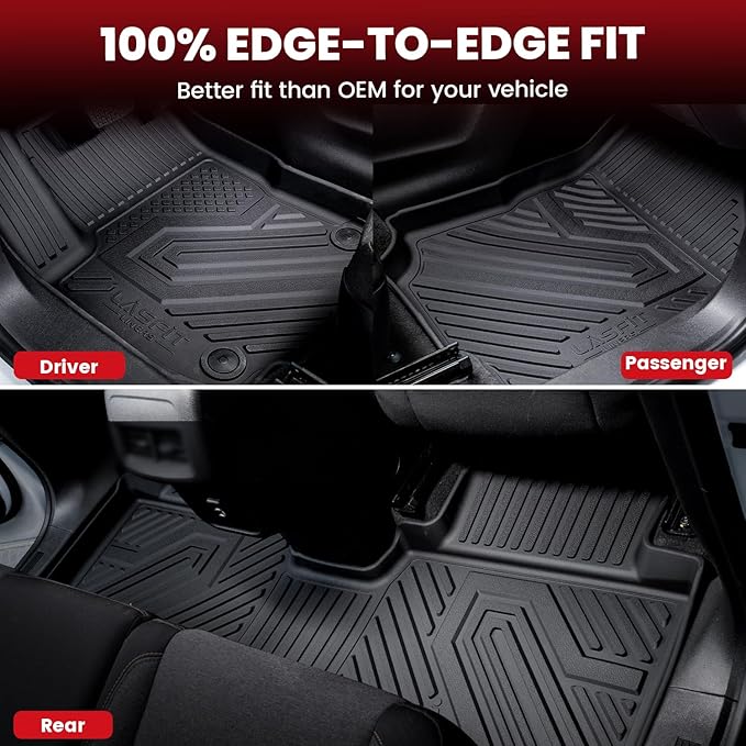 LASFIT Floor Mats & Backrest Mats & Cargo Mats for Hyundai Palisade 7/8 Seats 2025 2024 2023 2022 2021 2020, All Weather TPE Custom Fit Floor Liners for Palisade Full Set Car Mats Accessoires, Black
