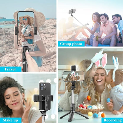 Portable 41 Inch Selfie Stick Phone Tripod with Wireless Remote Extendable Tripod Stand 360 Rotation Compatible with iPhone 17 16 15 14 13 12 11 pro Xs Max Xr X Plus, Android Samsung Smartphone