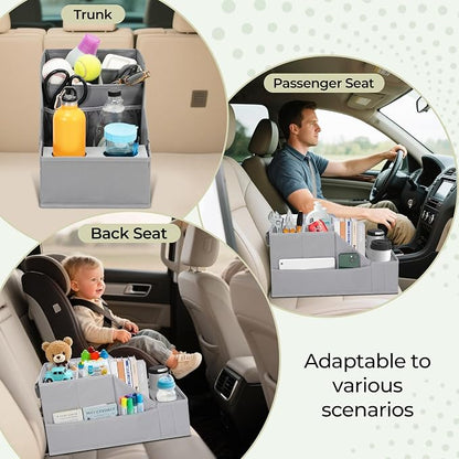 Car Seat Organizer Backseat Front Seat, Car Organizer With 12 Storage Compartments 2 Cup Holders, Snack Storage For Kids Baby, SUV Truck Van Collapsible Storage Bag For Travel, GY