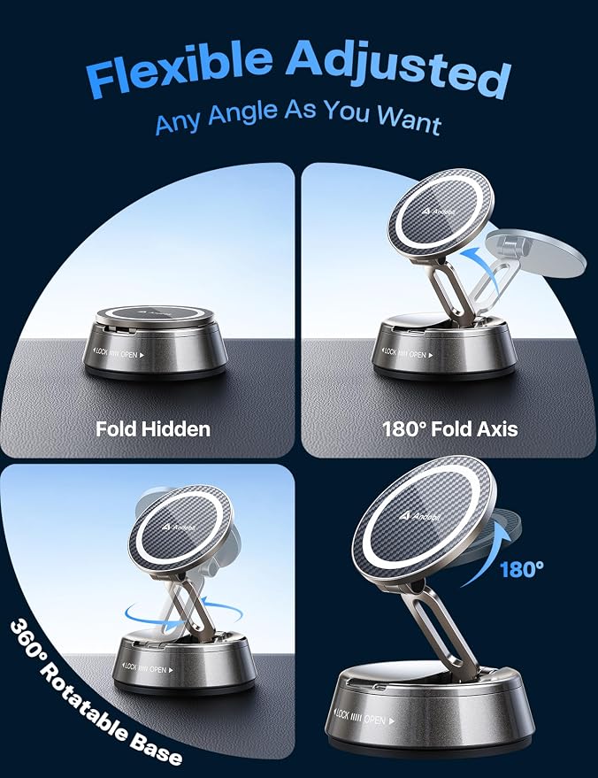 andobil 2026 Upgrade for Magsafe Car Mount [Strongest Suction & Magnet] Vacuum Magnetic Phone Holder for Car 360° Adjustable Car Cell Phone Holder Mount for iPhone 17 Pro Max 16/15/14/13/12