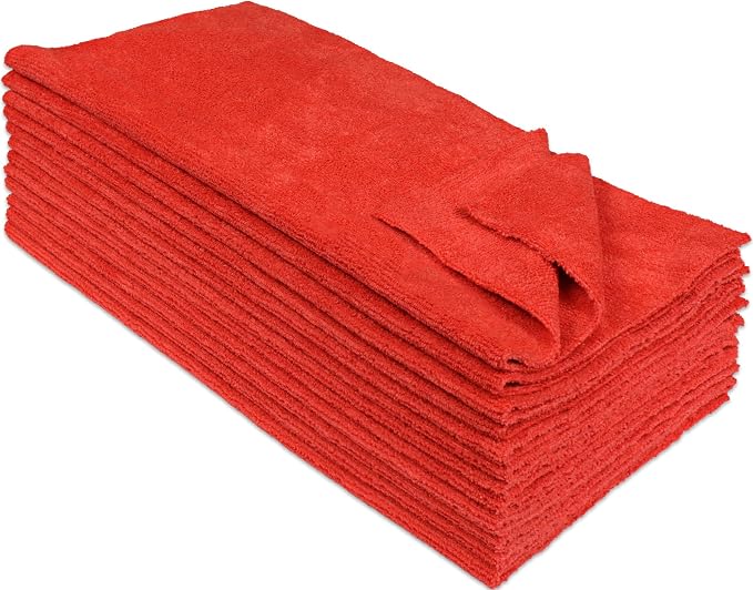 CleanAide Ultrasonic-Cut 300 GSM Microfiber Cleaning Towels, Lint-Free, Scratch-Free, Highly Absorbent, Durable & Reusable with Label-Free Edges for Auto, Home & Commercial Use, 14" x 14", 12-Pack,