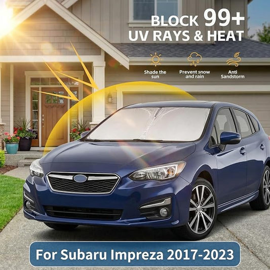 Windshield Sun Shade for Subaru Impreza 2017-2023 Sunshade Front Window Shade Custom Fit Impreza Accessories Sun Visor Foldable Shade Blocks UV Rays Accessories