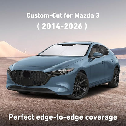 EcoNour Windshield Sunshade Compatible for Mazda 3 2014-2024 2025 2026, Sun Visor for Front Windshield & Window Sun Shade Cover, UV Heat Blocker & Protector, Car Accessories