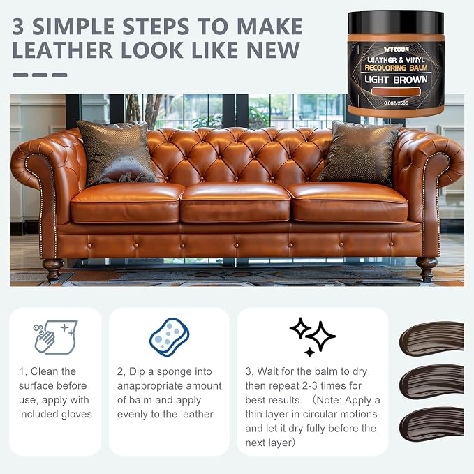 Leather Recoloring Balm & Color Restorer | Maroon Leather Dye, Paint & Repair Kit for Furniture, Couches, Car Seats, Shoes | Restore Faded & Scratched Surfaces