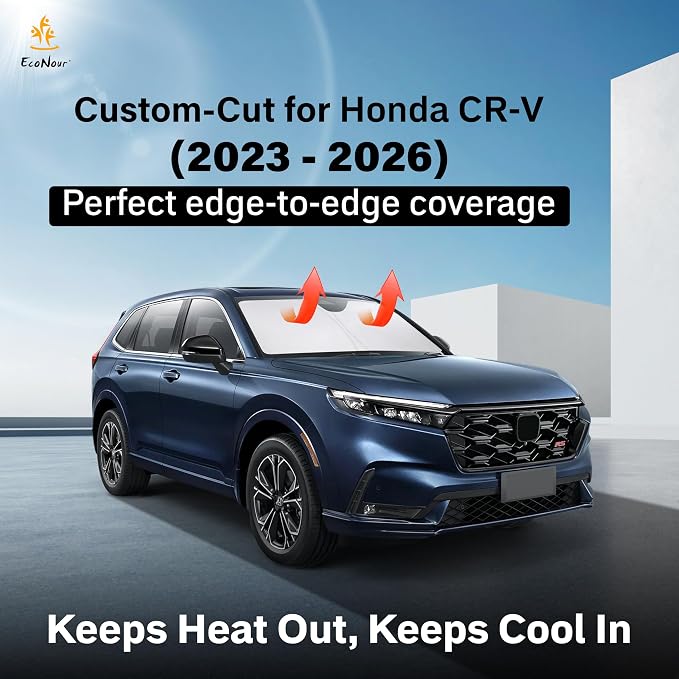 EcoNour Windshield Sunshade for Honda CRV 2023-2024 2025 2026 Sun Visor for Front Windshield & Window Sun Shade Cover, UV Heat Blocker & Protector, Car Accessories