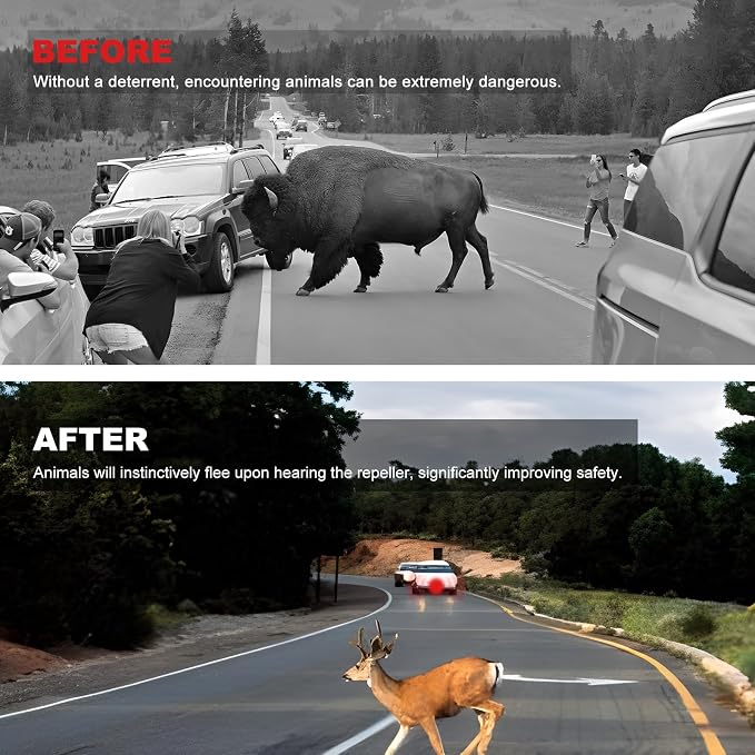 2PCS Car Deer Whistles, Waterproof Auto Animal Warning Horns with Self-Adhesive, Wind Activated Deer Alert Devices Animals Collision Prevention for Cars Trucks SUVs (Silver)