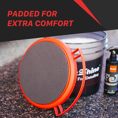 Maxshine 12" Universal Foam Bucket Lid Seat | Black with Red Padded Snap-On Cover for 12" Buckets | Converts to Seat, Kneeling Pad & Organizer| Detailing Accessory