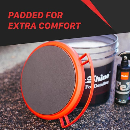 Maxshine 12" Universal Foam Bucket Lid Seat | Red with Black Foam Padded Snap-On Cover for 12" Buckets | Converts to Seat, Kneeling Pad & Organizer | Car Detailing Accessory