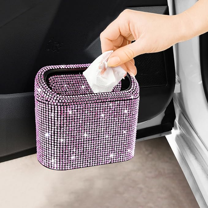 Accmor Car Trash Can with Lid, Mini Auto Dustbin Garbage Can, Car Accessories for Interior, Vehicle Can Garbage Bin with 30pcs Trash Bags, Multipurpose Organizers for Home, Office, Cars, SUV, Truck
