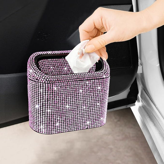 Accmor Car Trash Can with Lid, Mini Auto Dustbin Garbage Can, Car Accessories for Interior, Vehicle Can Garbage Bin with 30pcs Trash Bags, Multipurpose Organizers for Home, Office, Cars, SUV, Truck