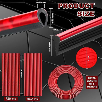 Frienda 25 Pack Universal Car Vent Trim Strips and Cup Mats Set 20 Pcs 16 Feet Air Conditioner Outlet Decor with Installation Tool 4 Pcs Non Slip Cup Holders Mats DIY Trim Accessories(Red)