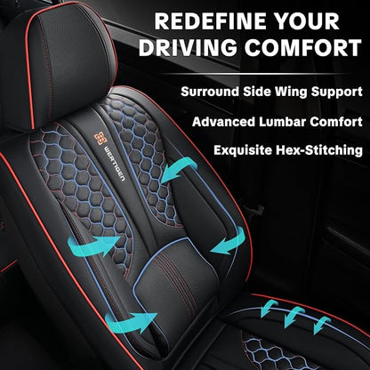 Car Seat Cover Set Interior Accessories Waterproof Leather with Lumbar Support Airbag Compatible Non-Slip 5-Piece Complete Set Pet-Friendly Car Seat Covers Fits Most Vehicle Models
