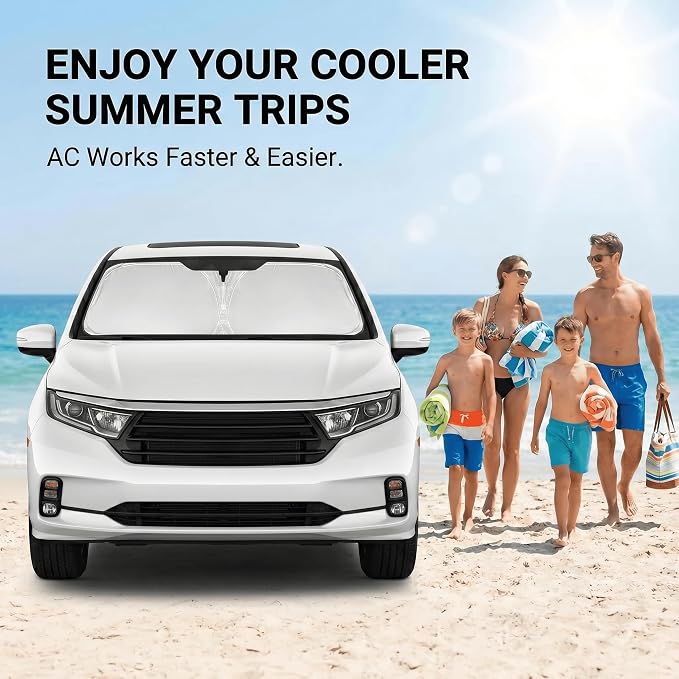 for 2018-2024 2025 2026 Honda Odyssey Windshield Sun Shade Front Window Shade Custom Fit Odyssey Accessories Sun Visor Foldable Shade Blocks UV Rays Summer Must Have Car Accessories