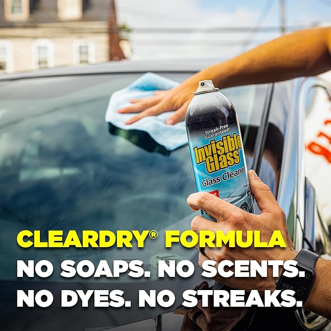 Invisible Glass 99011 Premium Aerosol Glass Cleaner Spray Kit Includes 3 Premium Aerosol Glass Cleaner Spray, 3 Waffle Weave Microfiber Towels for Streak-Free Auto Glass Windows, Windshields & Mirrors