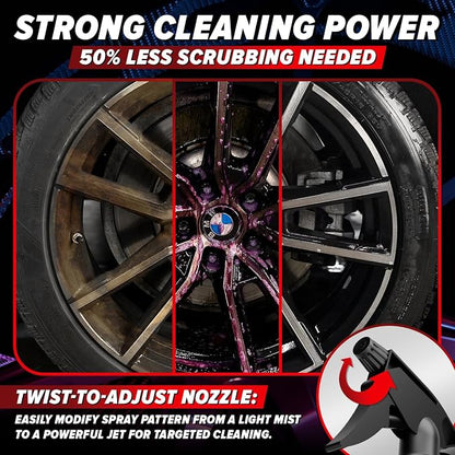 Rim Reactor Wheel Cleaner – Premium Formula Quickly Removes Brake Dust, Grime & Dirt - Tire Cleaner Spray Safe for Alloy, Aluminium, Chrome and Black Wheels - pH Neutral Rim Care – 16 fl. oz. (2-pack)