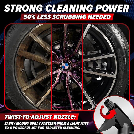 Rim Reactor Wheel Cleaner – Premium Formula Quickly Removes Brake Dust, Grime & Dirt - Tire Cleaner Spray Safe for Alloy, Aluminium, Chrome and Black Wheels - pH Neutral Rim Care – 16 fl. oz. (2-pack)