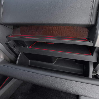 JDMCAR Liner Accessories Compatible with Ford F150 2015 2016 2017 2018 2019 2020 Premium Cup Holder, Center Console, and Door Pockets Rubber Inserts Kit (Bucket Super Crew) (Red Trim)