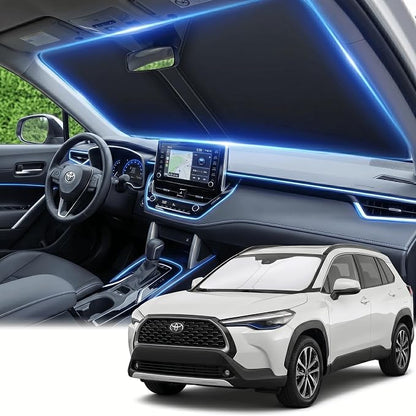 Windshield Sun Shade for Toyota Corolla Cross 2022-2025 2026 Sunshade Front Window Shade Custom Fit Corolla Cross Accessories Sun Visor Foldable Shade Blocks UV Rays Accessories