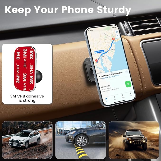 OHLPRO 15W Magsafe Car Mount Charger for iPhone 17, Fast Wireless Charging Magnetic CD Slot Holder with 3M Adhesive Base for Dashboard, Aluminum Shell, Compatible with iPhone 16 15 14 Series, Blue