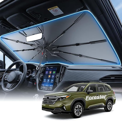 2026 Upgraded Windshield Sun Shade Umbrella for Subaru Forester [Precision Custom Fit, Superior UV & Heat Block] Cooling Tech Fabric, Durable Foldable with Storage Bag, Fits 2000-2026