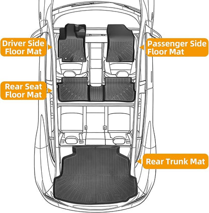 Floor Mats for Toyota Corolla 2009 2010 2011 2012 2013, for Corolla Standard,LE,S XLE,XRS,L,LE/S Special Edition Floor Mats, Front Rear Mats &Cargo Mat, TPE Anti-Slip Summer Winter Car Accessories