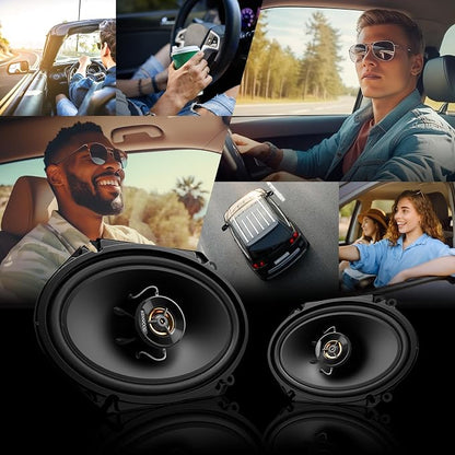 Kenwood KFC-C6866R Road Series Car Speakers (Pair) - 6"x8" 2-Way Car Coaxial Speakers, 250W, 4-Ohm Impedance, Cloth Woofer & Balanced Dome Tweeter, Heavy Duty Magnet Design