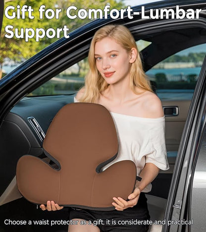 BEBAS Lumbar Support Pillow for Office Chair - Ergonomic Memory Foam Back Cushion for Lower Back Pain Relief - Washable & Breathable Cover - Fits Car Seats, Gaming Chairs & Wheelchairs (Brown)