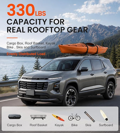 330 LBS Lockable Roof Rack Cross Bars Fit for 2025-2026 Chevrolet Equinox with Raised Side Rails (NOT for EV), Aluminum Crossbars for Rooftop Cargo Carrier Kayak Bike, Sunroof Friendly